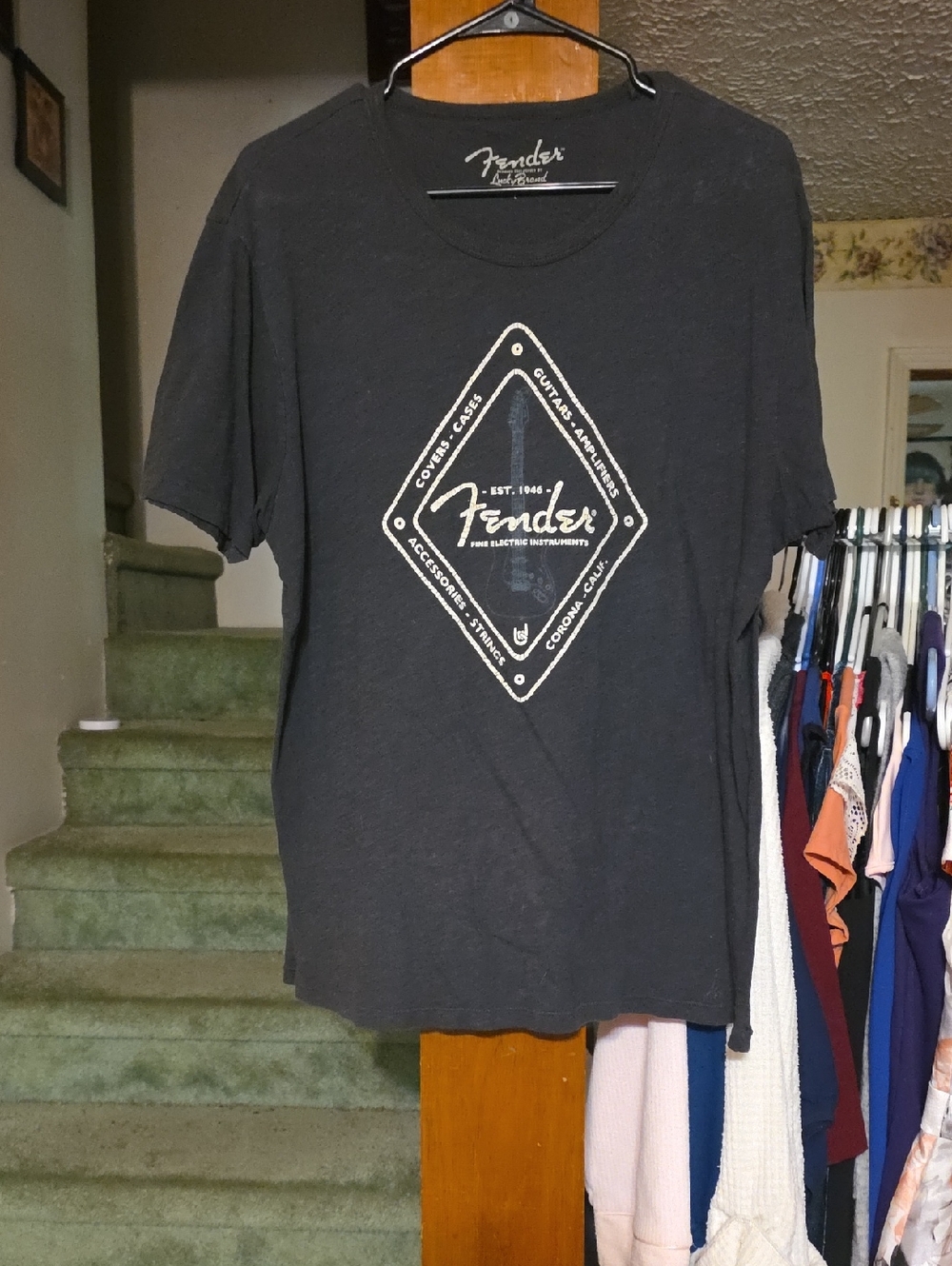 Fender Black Short Sleeve Tee with Diamond Logo